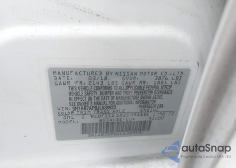 2018 Nissan Sentra Sv из США, поврежденный, VIN 3N1AB7AP0JL638923